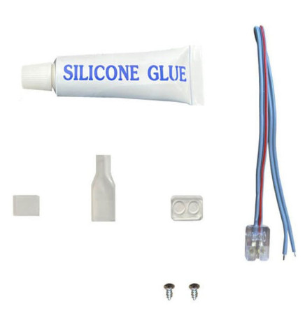KIT silikonlim for LED-strips + kobling + deksel + endelokk - IP65