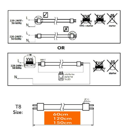 LED-Lysrör 9W Glas 60cm 300º - HÖG LJUSSTYRKA - OSRAM CHIP