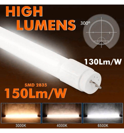 LED Tube Glass 9W 60cm 300º - HIGH LUMINOSITY - OSRAM CHIP