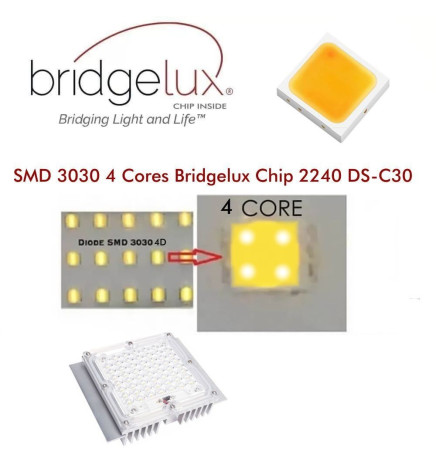 Optisk LED-modul 40W Bridgelux til gadebelysning + Stålplade
