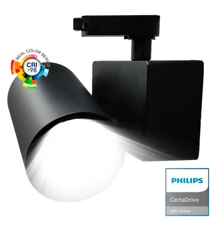 LED Tracklight 40W MADRID Black PHILIPS Driver single-phase rails - CRI+98