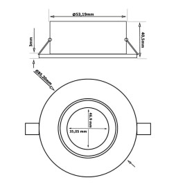 Frame Round adjustable for LED MR16  GU10 - Ø85mm - Aluminium