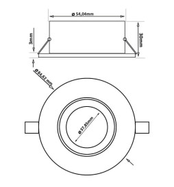 Frame Round adjustable for LED MR16  GU10 - Ø85mm - Aluminium