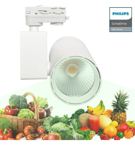 LED Tracklight 40W MADRID White PHILIPS Driver THREE-PHASE rails - SPECIAL FOR FOOD