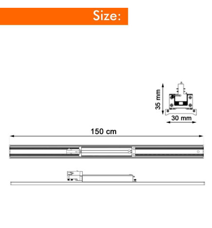 LED-skinnespot  66W - LINEÆR  ARENDAL - Hvid 3-faset skinne - 150cm