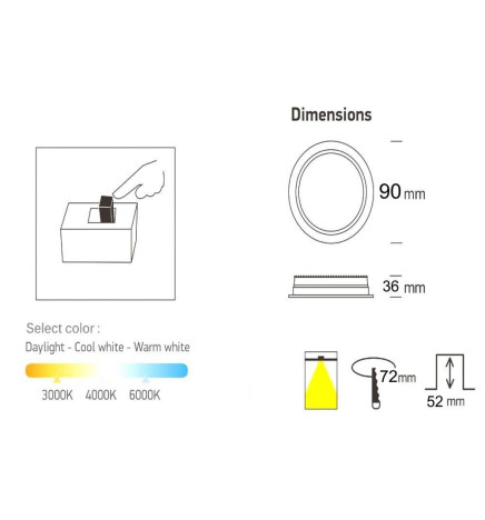 Encastrável 12W Circular - OSRAM CHIP DURIS E 2835 - CCT -  UGR17