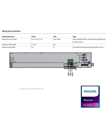 LED-drivrutin - Philips XITANIUM - för trefasspår 32W/a 0.7-0.8A 40V 3CB 230V  - 5 års garanti