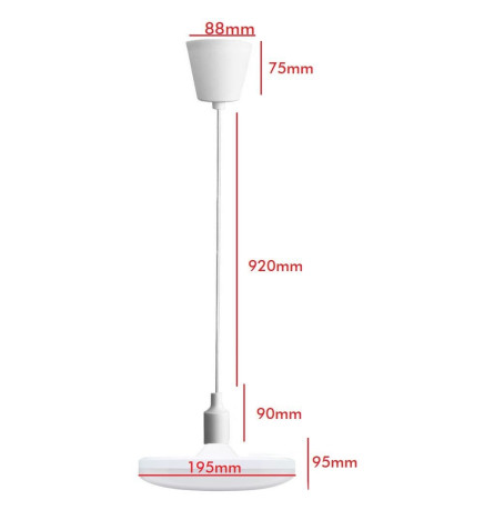 26W LED Pendant Lamp - White - E27 - Plate