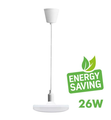 Lampada Sospensione LED - 26W - Bianco - E27 - Piastra