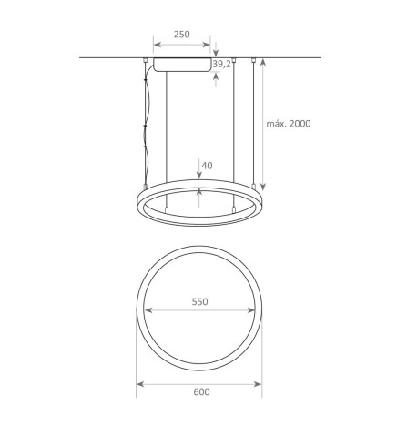 Lampada  sospensione a LED - Circolare Nero - 37W - SPACE VENUS - 60cm