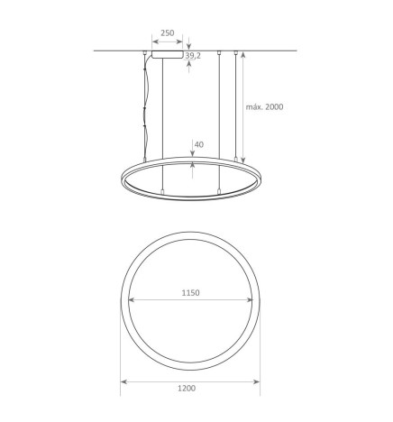 LED Pendel - Cirkulær Sort - 77W - SPACE VENUS - 120cm