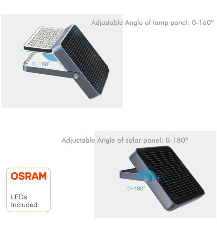 LED Lyskaster Utendørs SOLCELLE 100W - ALL IN ONE- 5000K