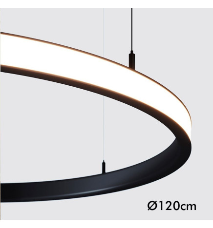 Lampada  sospensione a LED - Circolare Nero - 77W - SPACE VENUS - 120cm