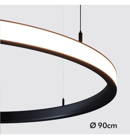 Lampada  sospensione a LED - Circolare Nero - 54W - SPACE VENUS - 90cm