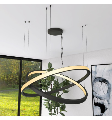 LED Pendel - Cirkulær Sort - 77W - SPACE VENUS - 120cm
