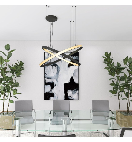 LED Pendel - Cirkulær Sort - 77W - SPACE VENUS - 120cm