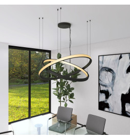 Lampada  sospensione a LED - Circolare Nero - 37W - SPACE VENUS - 60cm