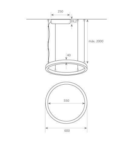 Lampada  sospensione LED - Circolare Bianco - 37W - SPACE VENUS - 60cm