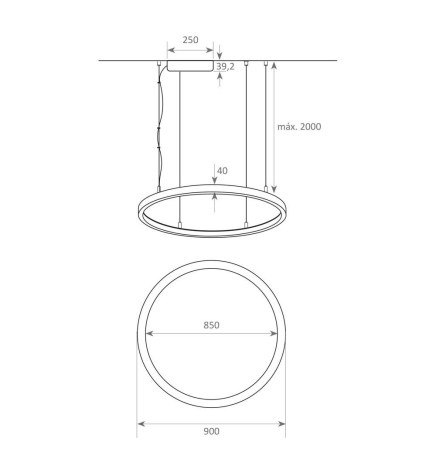 Lampada  sospensione a LED - Circolare Bianco - 54W - SPACE VENUS - 90cm