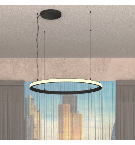 LED Pendel - Cirkulær Sort - 77W - SPACE VENUS - 120cm
