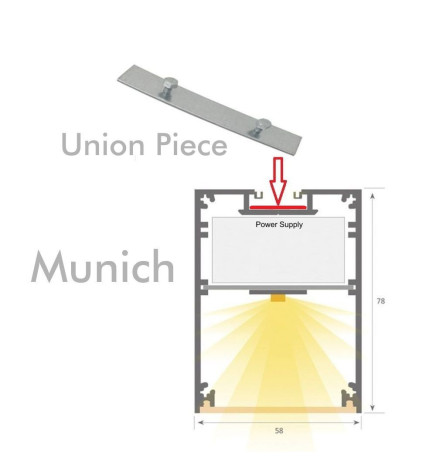 Aluminum connection piece - Linear luminaire - MUNICH-