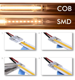 Transparent connector for COB + SMD LED strips - 8mm - 10mm - IP20