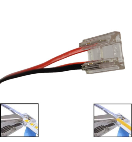 Transparent connector for COB + SMD LED strips - 8mm - 10mm - IP20
