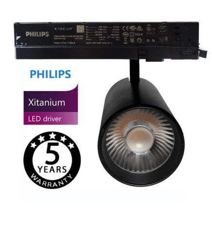 LED Tracklight  40W - 34W - MAYA - Black -  3-PHASE Rails DRIVER PHILIPS - CRI+92 - UGR13 - HIGH LUMEN 140Lm/W