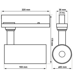 Spot LED 40W - 34W - MAYA - Rail TRIPHASÉ DRIVER PHILIPS - Noir - CRI+92 - UGR13 HIGH LUMEN 140Lm/W