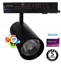 LED Tracklight  40W - 34W - MAYA - Black -  3-PHASE Rails DRIVER PHILIPS - CRI+92 - UGR13 - HIGH LUMEN 140Lm/W