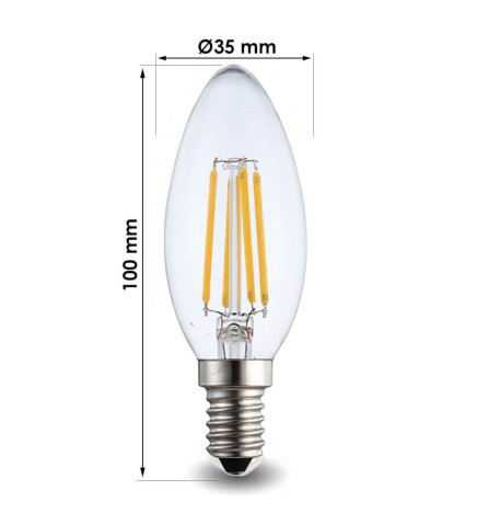 Lâmpada LED Filamento Vela 4W E14 C35