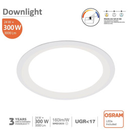 24W LED Downlight Round - OSRAM CHIP DURIS E 2835 - CCT - UGR19