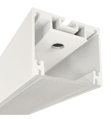 Aluminiumsprofil - Hvid - POTSDAM - UGR 17 Micro Prism Diffuser -2 Meter -Overflademonteret loftslampe + pendel