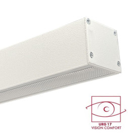 Aluminiumprofil -Vit - POTSDAM - UGR 17 Micro Prism Diffuser -2 Meter - Utanpåliggande taklampa + taklampa