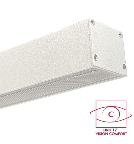 Aluminiumsprofil - Hvit - POTSDAM - UGR 17 Micro Prism Diffuser -2 Meter - Utenpåliggende taklampe + pendel