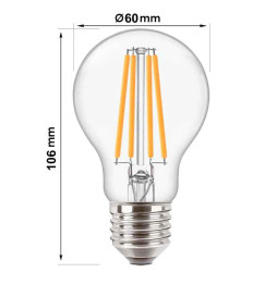 LED lyspære Filament E27 8W A60