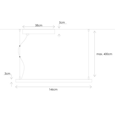 Linearlampe Pendelleuchte - VIENA SCHWARZ - 0,5 m - 1 m - 1,5 m - 2 m - IP20