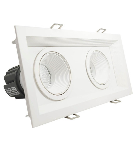 30W LED Downlight - Adjustable - WHITE Double- CRI+92 - UGR13