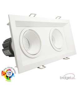 30W LED Downlight - Adjustable - WHITE Double- CRI+92 - UGR13