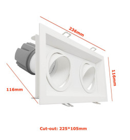 30W LED Downlight - Adjustable - WHITE Double- CRI+92 - UGR13