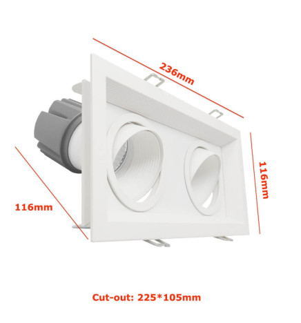 30W LED Downlight - Adjustable - WHITE Double- CRI+92 - UGR13