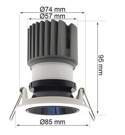 Encastré LED 15W - Orientable -BLANC - NOIR - CRI+92 - UGR13