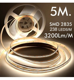 Tira LED 24V | 238xLED/m | 5m | SMD2835 | 2200Lm | 20W/M | IP20