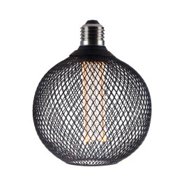 LED-Lampe - Modernes schwarzes Metall - 4W - E27 - G125 - Dimmbar