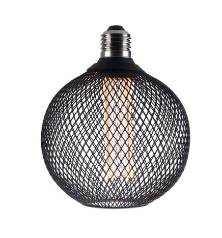 LED-Lampe - Modernes schwarzes Metall - 4W - E27 - G125 - Dimmbar