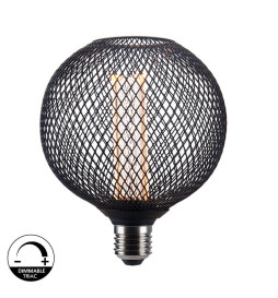 LED-Lampe - Modernes schwarzes Metall - 4W - E27 - G125 - Dimmbar