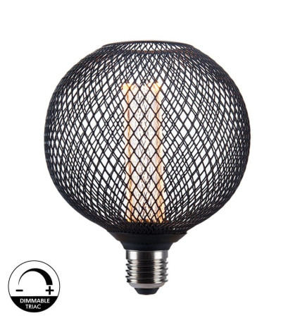 LED-Lampe - Modernes schwarzes Metall - 4W - E27 - G125 - Dimmbar