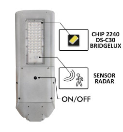 Solcelle LED gadebelysning  - 120W  Chip - PROFESSIONAL  - ULTRA SLIM - med 150lm / W bevægelsessensor