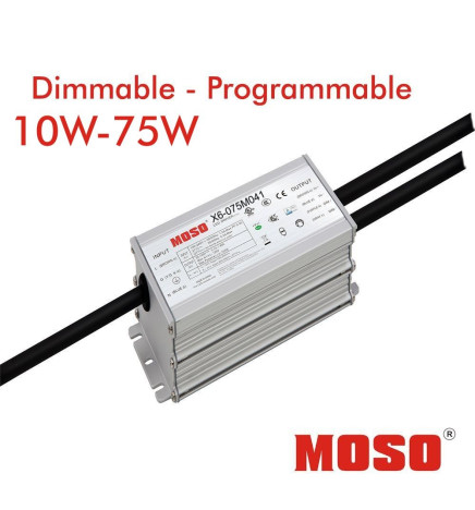 Driver Ddæmpbar programmerbar - MOSO X6-075M - Ddæmpbar programmerbar  til LED-armaturer op til 75W - 5 års garanti