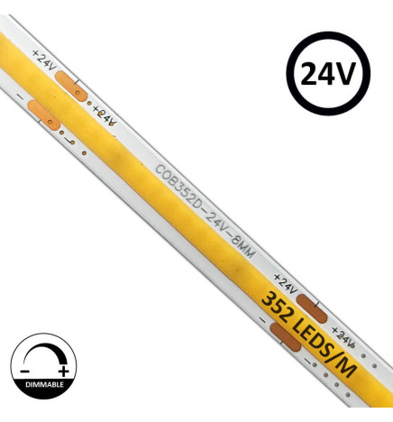 Ruban LED COB 24V | 352 LED/m | 5m | FLIP CHIP | 1320Lm | 12W/M | CRI90 | IP20